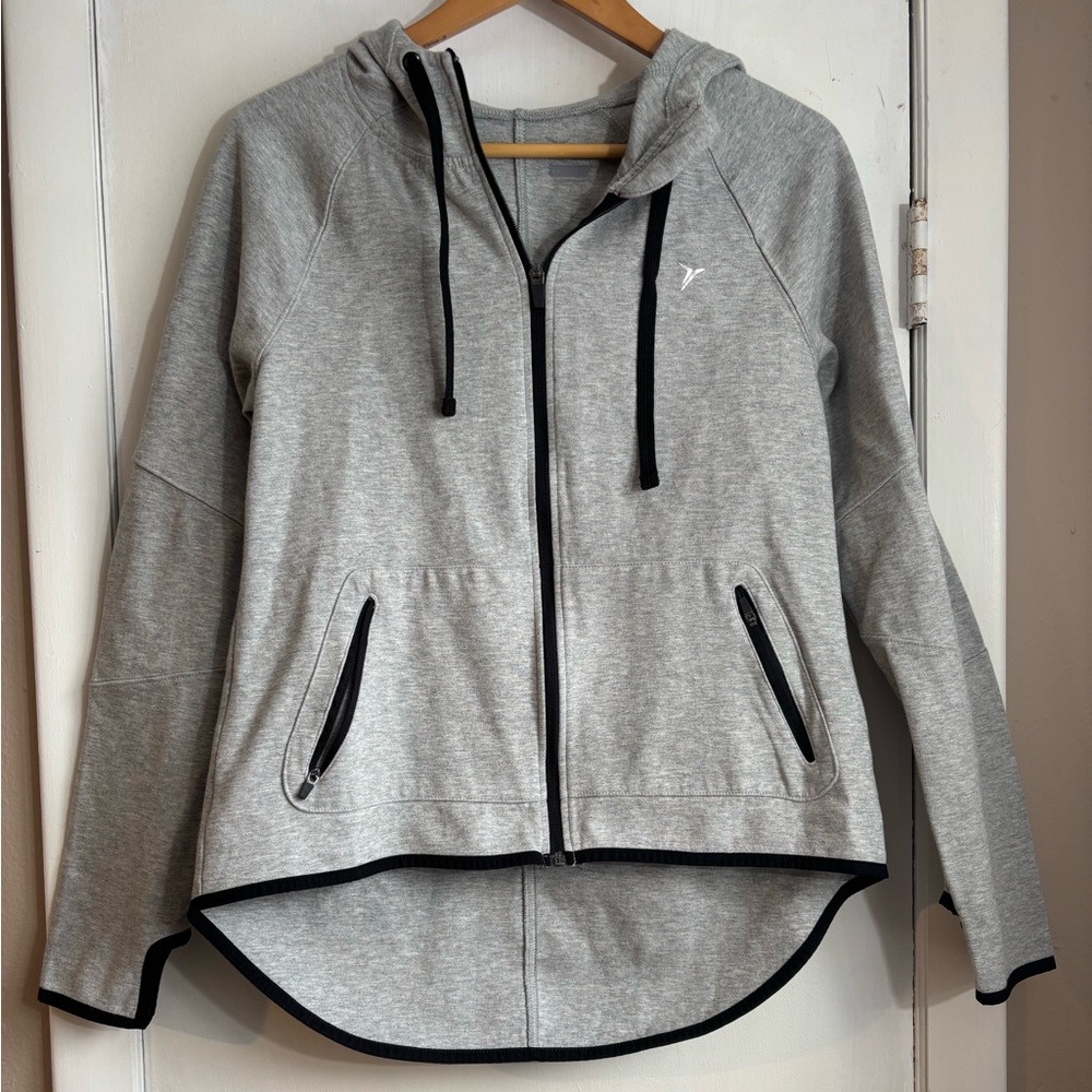 Old Navy Light Gray Women's Hoodie with Black Accents